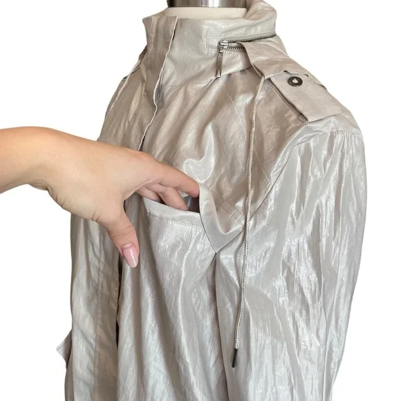 Chico’s Metallic Silver Windbreaker / Waterproof Jacket - Picture 6 of 14